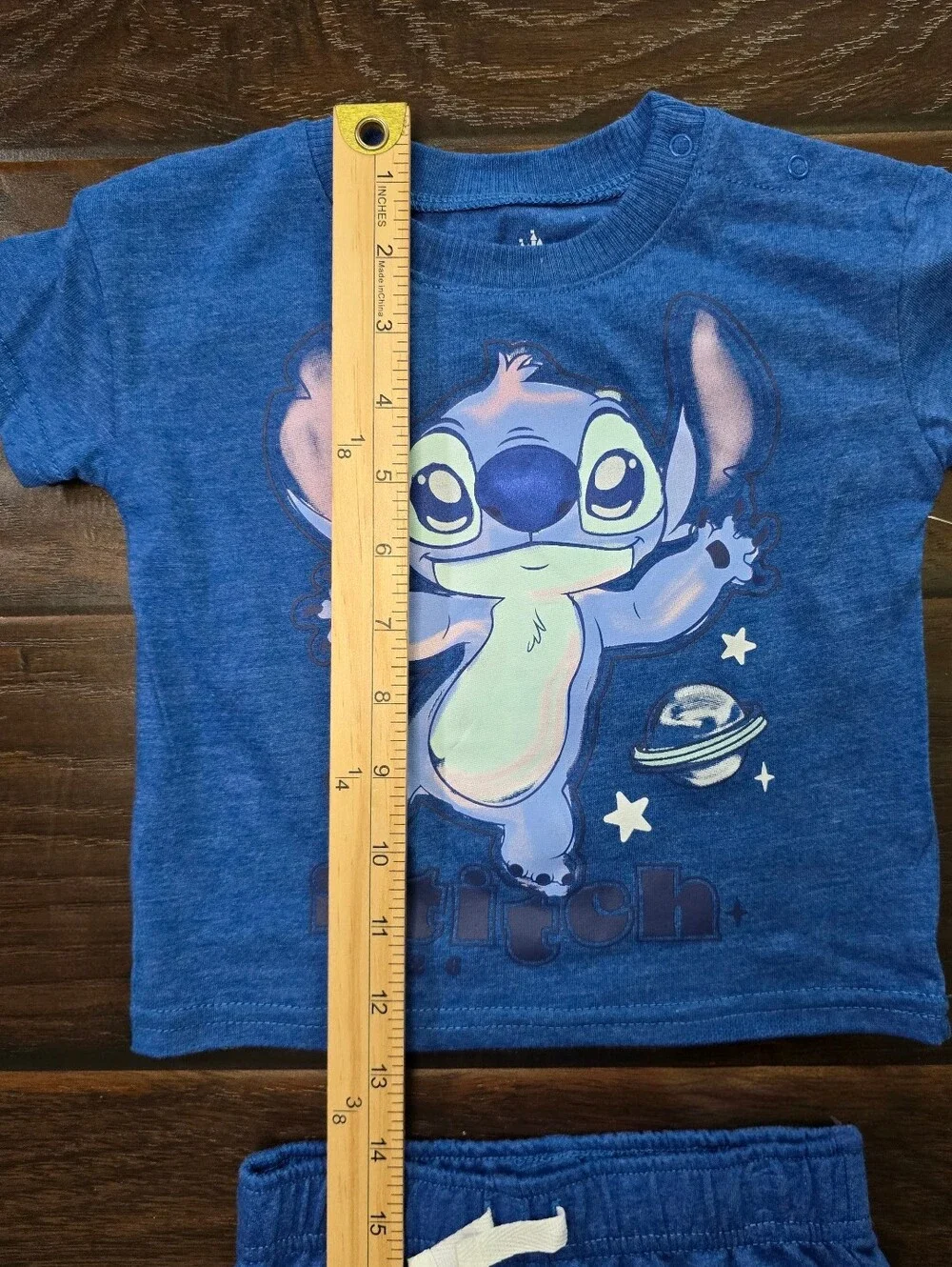 NWT Disney Stitch Boys Blue 2 Piece Short Shirt Set 12M